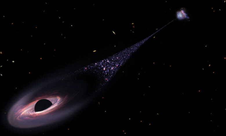 This is an artist's impression of an out-of-control supermassive black hole
