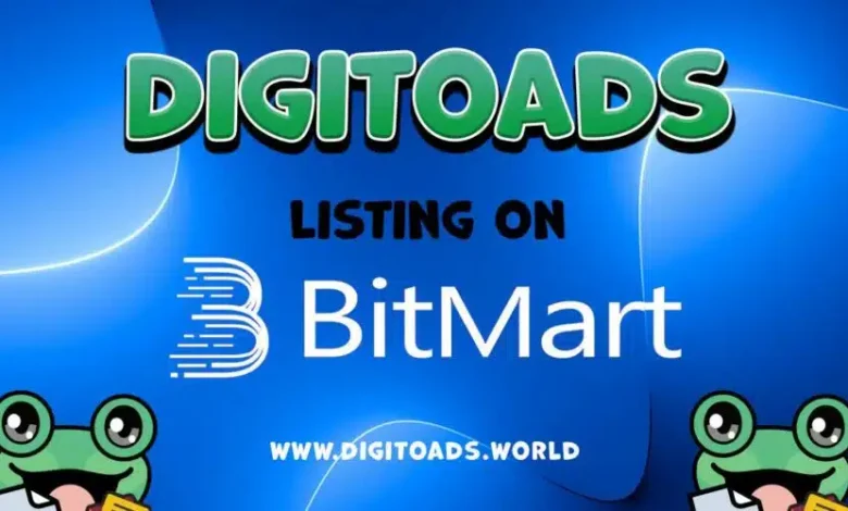 New Meme Coin DigiToads (TOADS) tokens to be listed on the BitMart Exchange